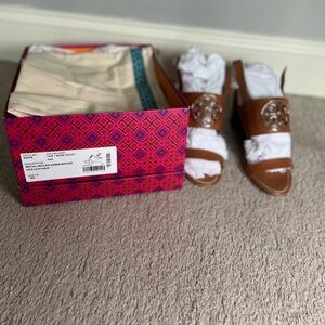 Brown Vegan Leather Wedge Sandals